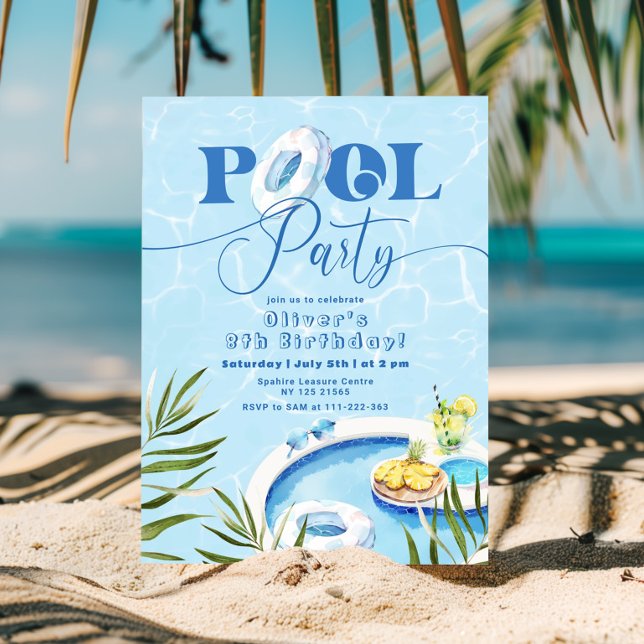 Pool party gender neutral birthday invitation (Creator Uploaded)