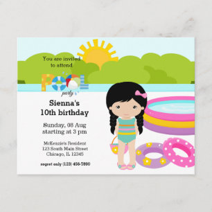 Pool Party girl Invitation
