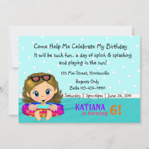 Pool Party Girl Invitation