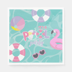 Pool party Girl Pink and Purple Birthday  Napkin