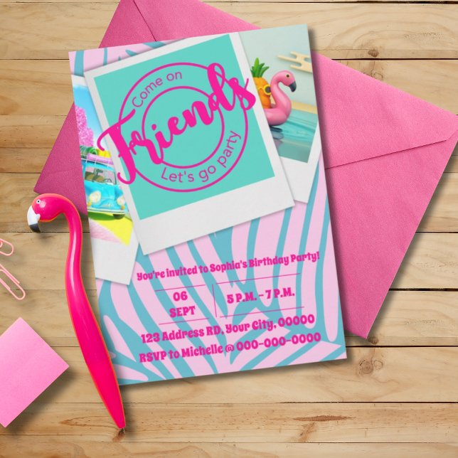 Pool Party Girl, Pink Anniversday Party Invitation (Créateur téléchargé)
