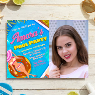 Pool Party - Girl with Photo Invitation
