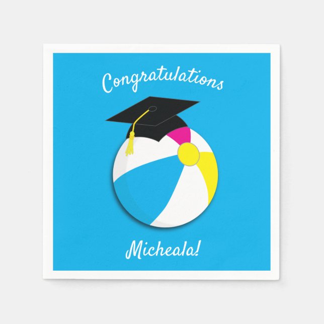 Pool Party Graduation Party Napkin (Front)