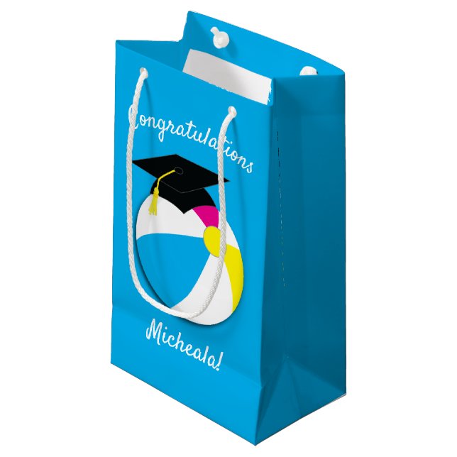 Pool Party Graduation Party Small Gift Bag (Front Angled)