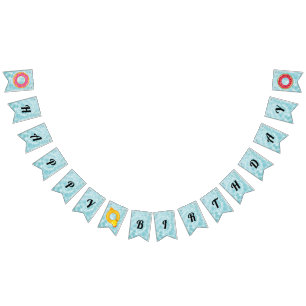 Pool Party Happy Birthday  Bunting Flags