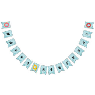 Pool Party Happy Birthday  Bunting Flags