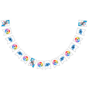 Pool Party Happy Birthday  Bunting Flags