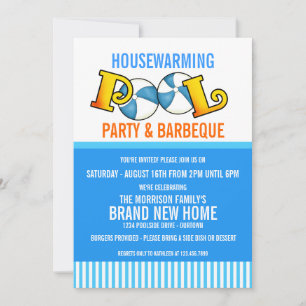 Pool Party Housewarming Party Invitation