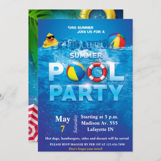 Pool Party Invitation (Front/Back)