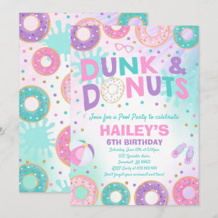 Pool Party Invitation Dunk And Doughnuts Pool Part