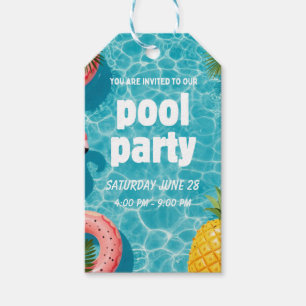 Pool Party Invitation Flamingo Tropical Fun Gift Tags