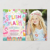 Pool party invitation Flamingo Tropical Pineapple