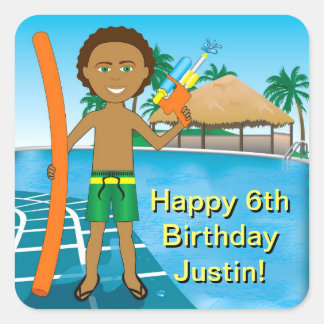Pool Party Invitation Square Sticker
