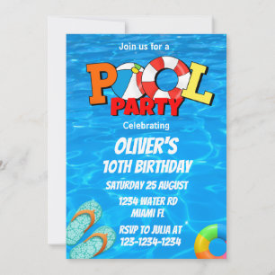 Pool party Invitation, summer party Invitation