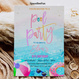 Pool Party Invitation Tropical party Pool Party