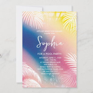 Pool Party Invitation Tropical Summer