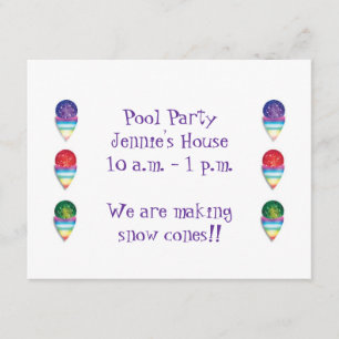 Pool Party invitation with snow cones