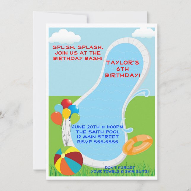 Pool Party Invitations (Front)