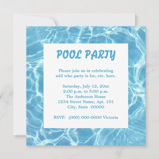 Pool Party Invitations (Front)