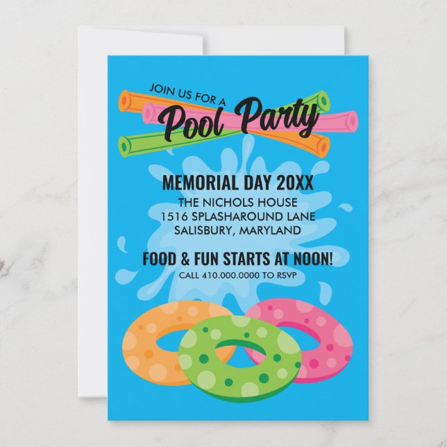 Pool Party Invitations (Front)
