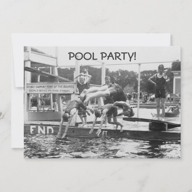 Pool Party Invitations - Don't SPIT in Pool! (Front)