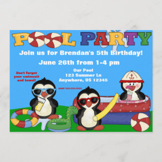 Pool Party kids Birthday Invitation