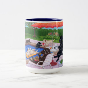 Pool Party Labradors 2 Two-Tone Coffee Mug