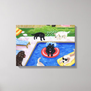 Pool party Labradors Canvas Print