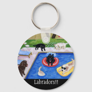 Pool Party Labradors Keychain