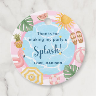 Pool Party Modern Summer Themed Girl Birthday Favour Tags