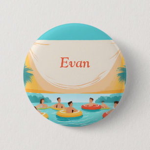 Pool Party Nametag Pool Floats 2 Inch Round Button