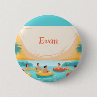 Pool Party Nametag Pool Floats 2 Inch Round Button