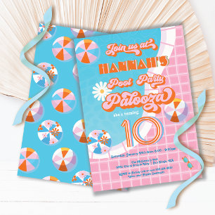 Pool Party Palooza Hippie Birthday Invitation
