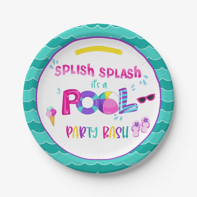 Pool Party Plate - Girl WH (Front)