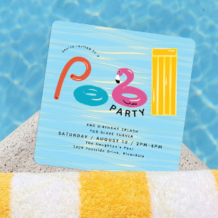 Pool Party Pool Floats Birthday Splash Invitation