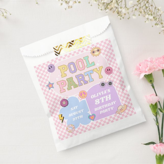 Pool Party Preppy Varsity Patch Birthday Party Favour Bag (Sealed)