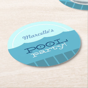 Pool Party Round Paper Coaster