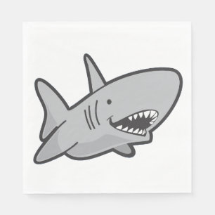 Pool Party Shark Birthday Paper Napkins