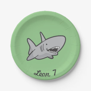 Pool Party Shark Birthday Paper Plates