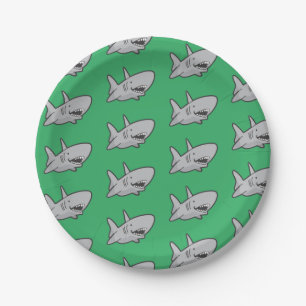 Pool Party Shark Birthday Paper Plates