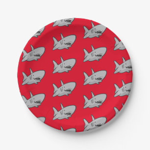 Pool Party Shark Birthday Paper Plates