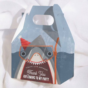 Pool Party Shark Birthday Thank You Favor Box