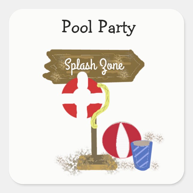 Pool Party Splash Zone Square Sticker (Front)