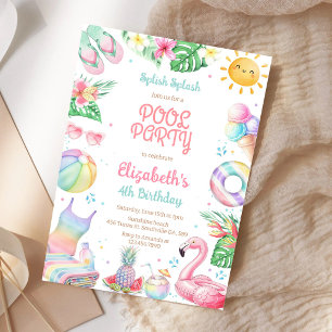 Pool Party Splish Splash Summer Beach Birthday Invitation