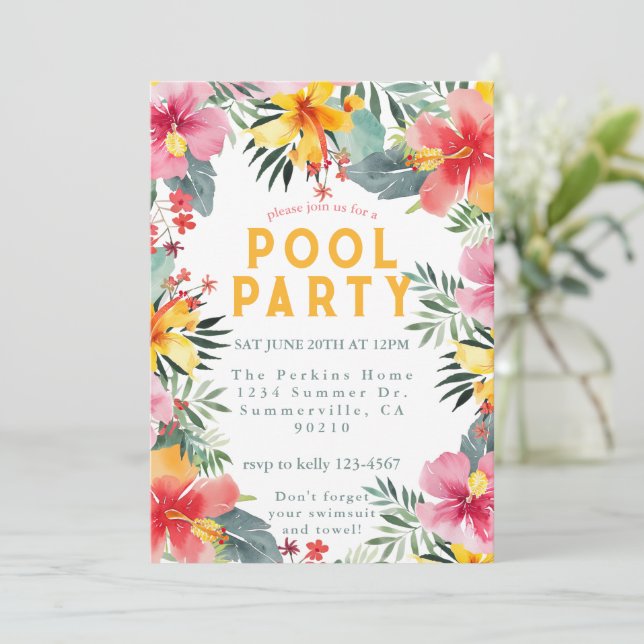 Pool Party Summer BBQ  Invitation (Standing Front)
