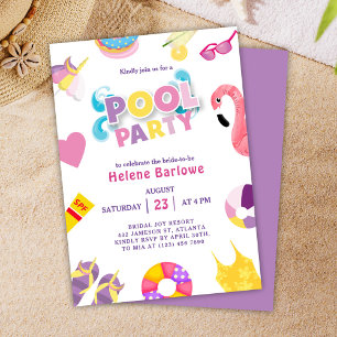Pool Party Summer Bridal Shower Invitation