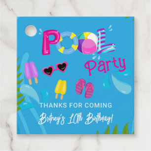Pool Party Summer Girl Birthday Party Favour Tags