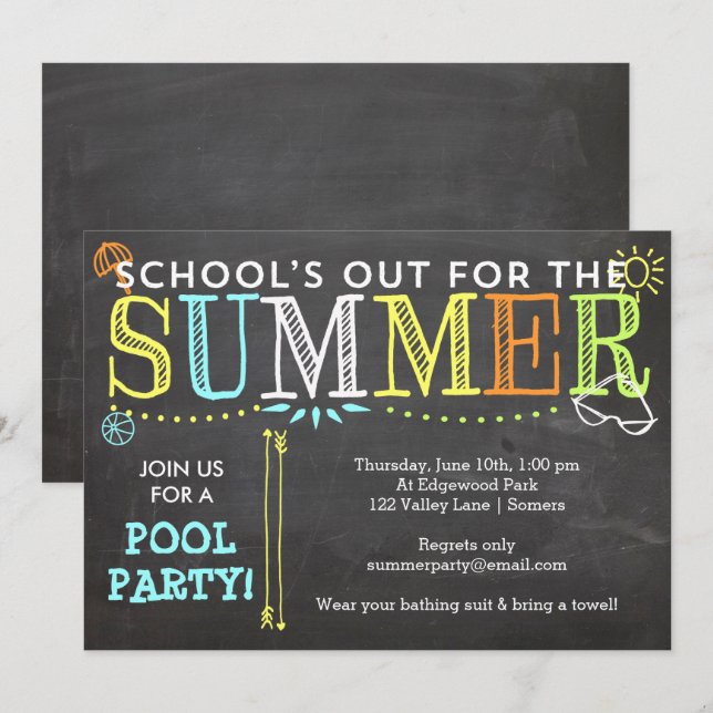 Pool Party Summer Invitation-School's Out Invitation (Front/Back)
