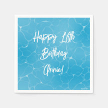 Pool Party Sweet 16 Water Blue Minimalist Bday