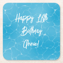 Pool Party Sweet 16 Water Blue Minimalist Bday